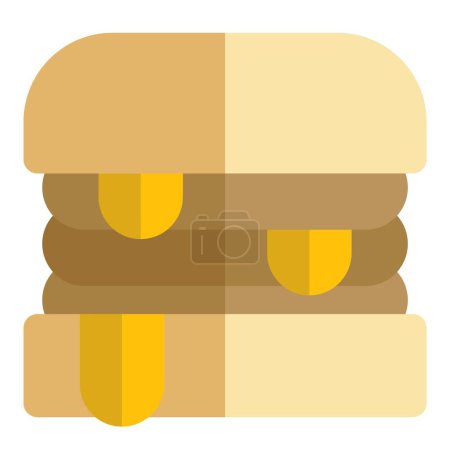 Illustration for Delicious melted cheese layered burger. - Royalty Free Image