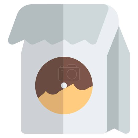 Illustration for Paper bag of creamy tasty donuts. - Royalty Free Image