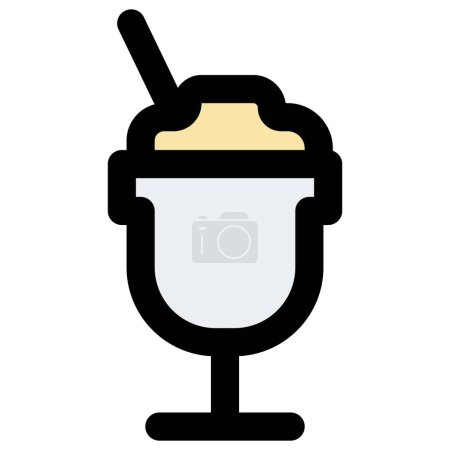 Illustration for Granita dessert served with glass and straw. - Royalty Free Image