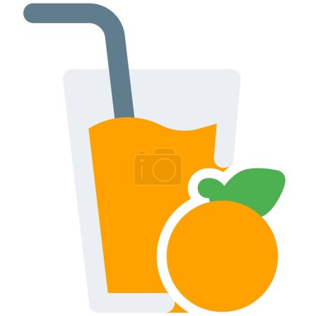 Glass of fresh orange juice with straw.
