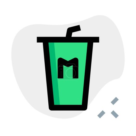 Illustration for Potable milk cup with straw and lid. - Royalty Free Image