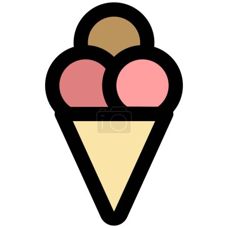Illustration for Trio of ice cream scoops topped in cone. - Royalty Free Image