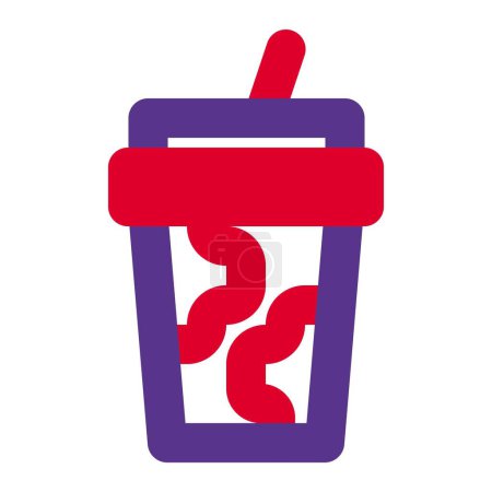 Téléchargez les illustrations : Disposable milk cup served with a straw. - en licence libre de droit