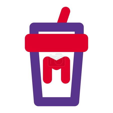 Illustration for Disposable milk cup with straw - Royalty Free Image