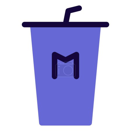 Illustration for Potable milk cup with straw and lid. - Royalty Free Image