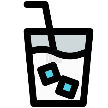Illustration for Glass of cold milk with straw and cubes. - Royalty Free Image