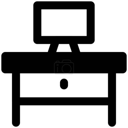 Téléchargez les illustrations : Table de tiroir central avec télévision. - en licence libre de droit