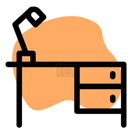 Téléchargez les illustrations : Petite table de bureau avec une veilleuse - en licence libre de droit