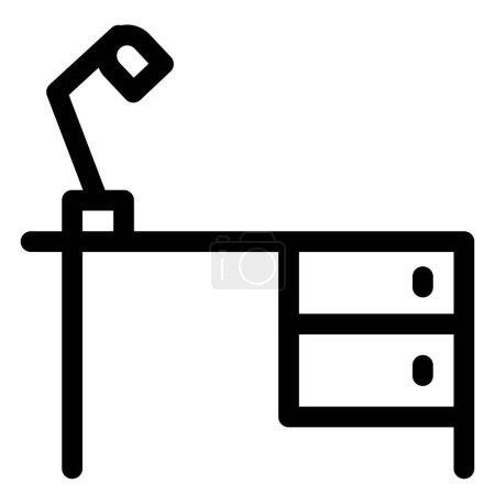 Téléchargez les illustrations : Petite table de bureau avec une veilleuse - en licence libre de droit
