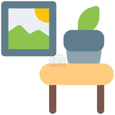 Illustration for Plant and picture setup for home decor - Royalty Free Image