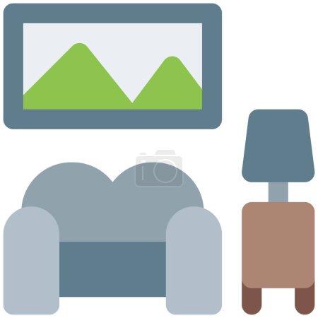 Illustration for Living room setup with sofas set and lamp - Royalty Free Image