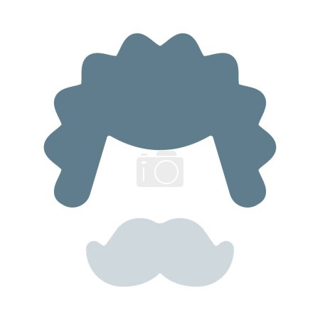 Ilustración de Ambiente hipster con cabello ondulado y bigote. - Imagen libre de derechos