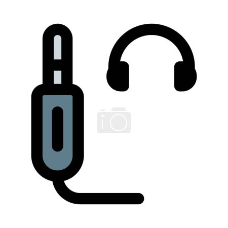 Illustration for Headphones connected through standard audio jack. - Royalty Free Image