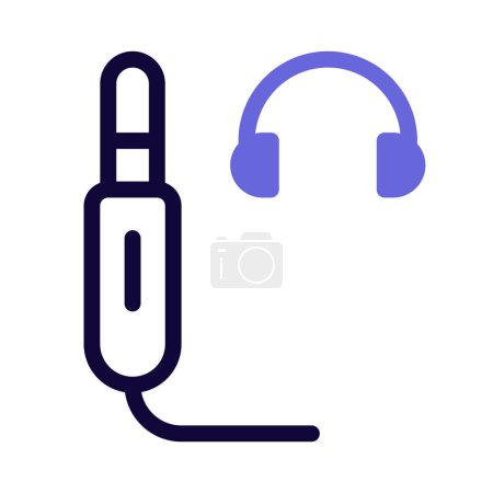 Illustration for Headphones connected through standard audio jack. - Royalty Free Image