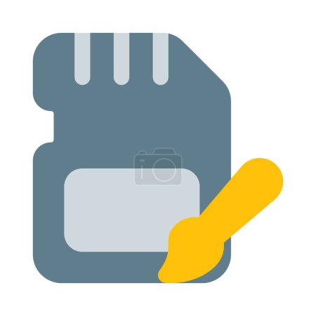 Illustration for Clean SD card contacts with a soft brush. - Royalty Free Image
