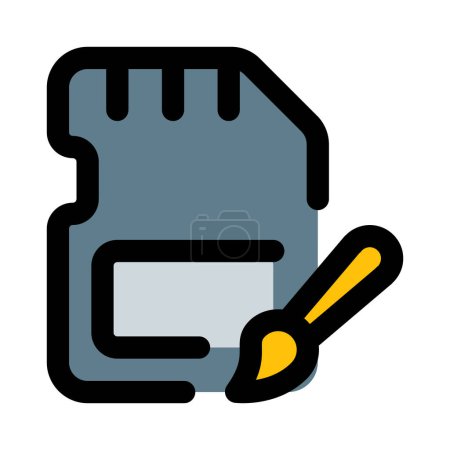 Ilustración de Limpie los contactos de la tarjeta SD con un cepillo suave. - Imagen libre de derechos