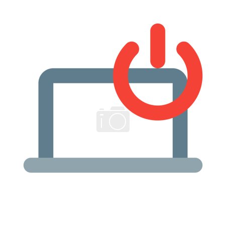 Illustration for Power button in laptop for activation. - Royalty Free Image