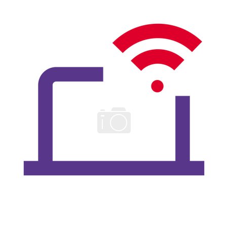 Illustration for Laptop connects to the internet via Wi-Fi network. - Royalty Free Image