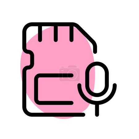 Illustration for SD card with built-in microphone for recording. - Royalty Free Image