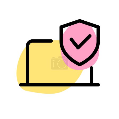 Illustration for Laptop protected by robust security mechanisms. - Royalty Free Image