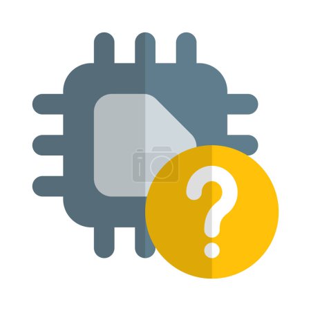 Ilustración de El signo de interrogación en el microchip indica un dispositivo no identificado. - Imagen libre de derechos