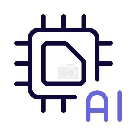 Ilustración de Chip AI con alta potencia informática. - Imagen libre de derechos