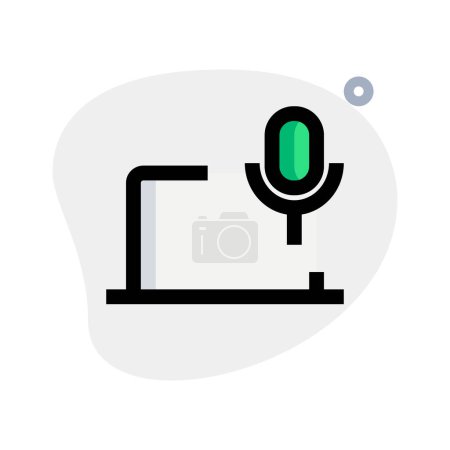 Illustration for Microphone included into laptop for communication. - Royalty Free Image