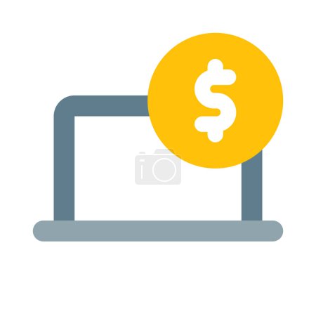Illustration for Utilizing laptop for financial-related work. - Royalty Free Image