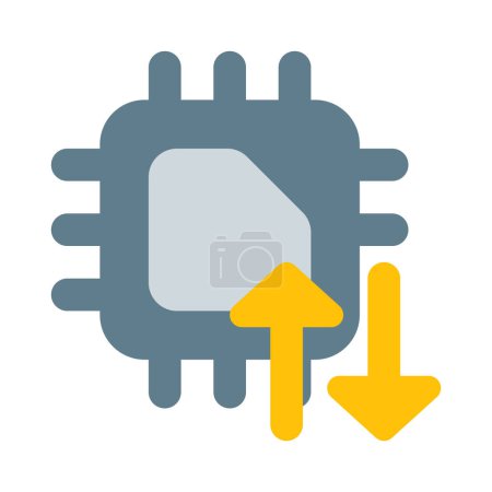 Ilustración de Utilización de un microprocesador para transferir datos. - Imagen libre de derechos