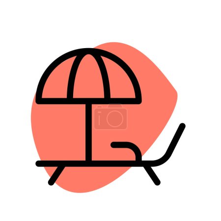 Illustration for Outdoor beach chair with umbrella on top - Royalty Free Image