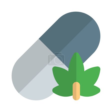 Illustration for Capsule containing the lab grown marijuana isolated on a white background - Royalty Free Image