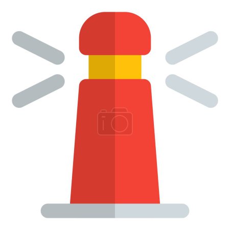 Illustration for Tall tower guiding ships at sea. - Royalty Free Image