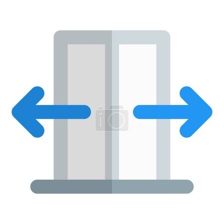 Illustration for Hands-free entry with automatic sliding doors. - Royalty Free Image