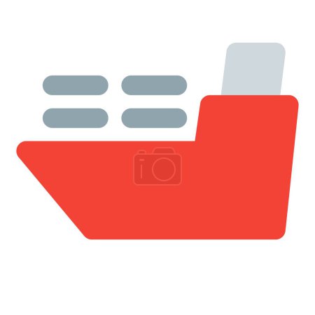 Ilustración de Buques de carga viajan por vías navegables transportando carga. - Imagen libre de derechos