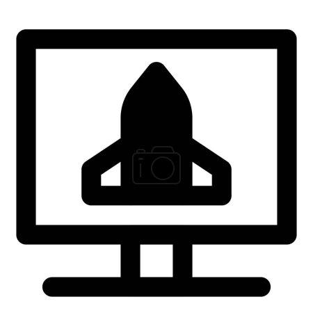 Illustration for Usage of monitor for tracking space information. - Royalty Free Image
