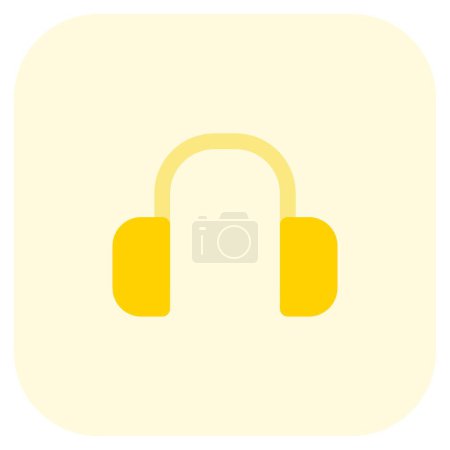 Ilustración de Uso de un dispositivo de audio para escuchar en privado. - Imagen libre de derechos