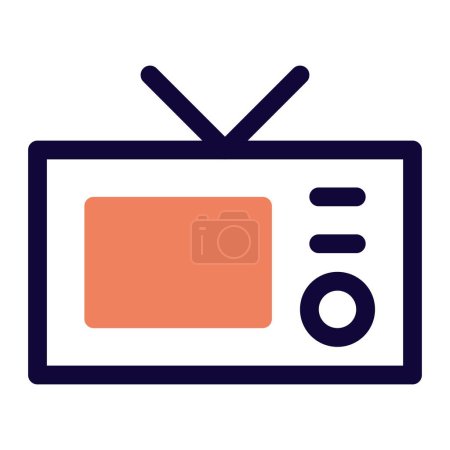 Ilustración de Televisión vintage con antena en la azotea. - Imagen libre de derechos