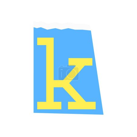 Illustration for Lowercase k in a cut out paper. - Royalty Free Image