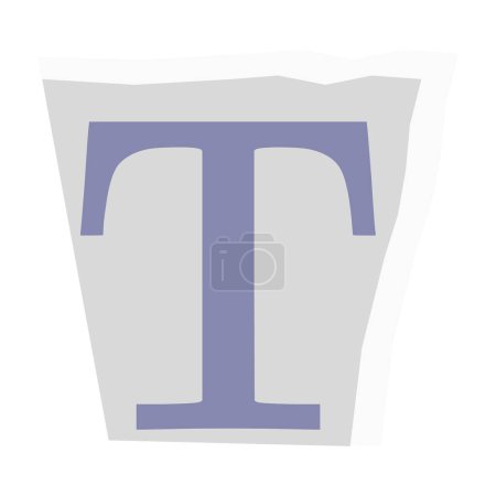 Ilustración de Letra mayúscula T con diseño de papel recortado. - Imagen libre de derechos