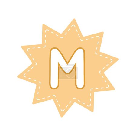Ilustración de M negrita grabado en el emblema de colores. - Imagen libre de derechos