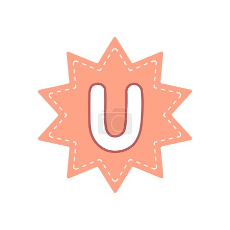 Ilustración de U mayúscula en una insignia con estilo. - Imagen libre de derechos