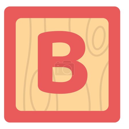 Ilustración de Alfabeto colorido B en cubo de madera. - Imagen libre de derechos