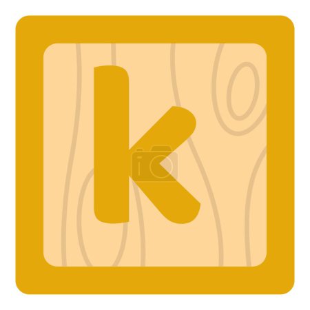 Ilustración de Letra k en minúscula con bloque de madera. - Imagen libre de derechos