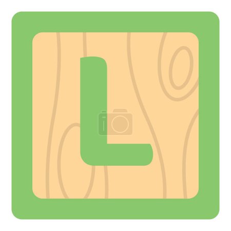 Illustration for Wooden block used to demonstrate letter L. - Royalty Free Image