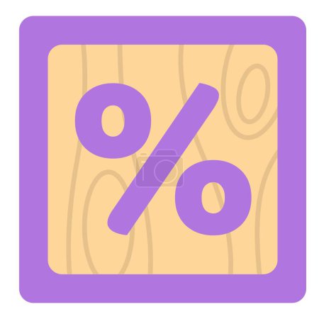 Photo for Vibrant percent sign on piece of wood. - Royalty Free Image