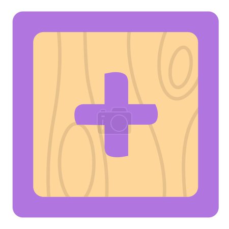 Photo for Wooden cube with colorful plus symbol. - Royalty Free Image