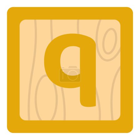 Ilustración de Pedazo de bloque de madera con la letra q. - Imagen libre de derechos