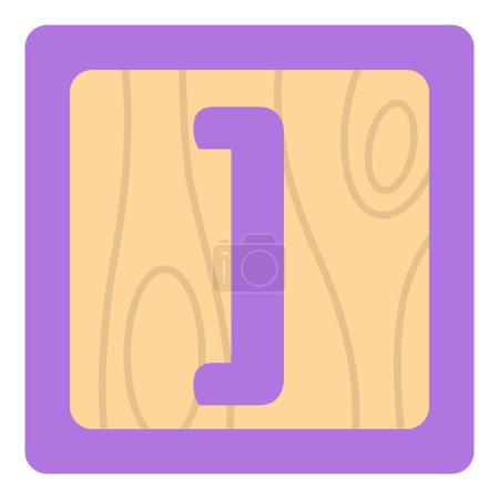 Illustration for Wooden learning block with close bracket symbol. - Royalty Free Image