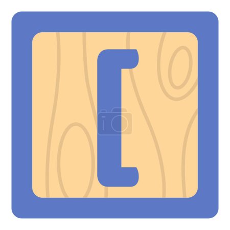 Illustration for Square open bracket sign on wooden cube. - Royalty Free Image