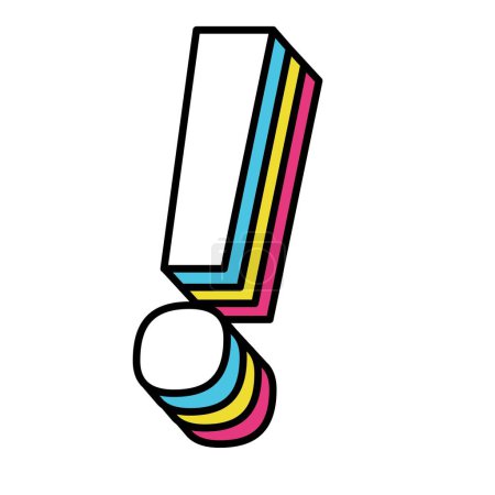 Illustration for Retro-style exclamation mark in rainbow colors. - Royalty Free Image